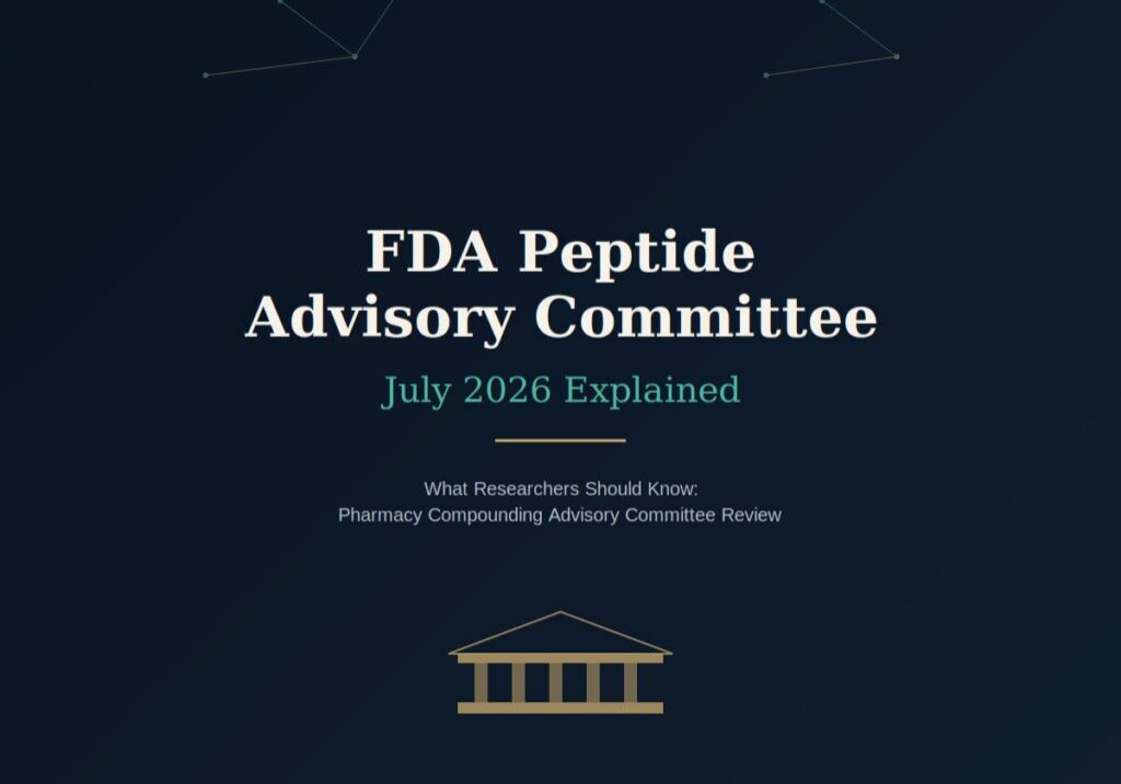 FDA Pharmacy Compounding Advisory Committee meeting discussing peptide bulk drug substances in July 2026.